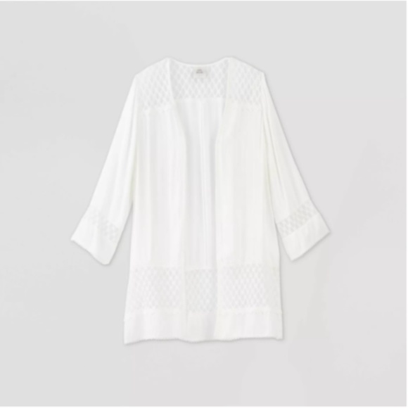 Knox Rose Jackets & Blazers - Long Sleeve Solid Lace Detail Kimono Jacket Sm/Med